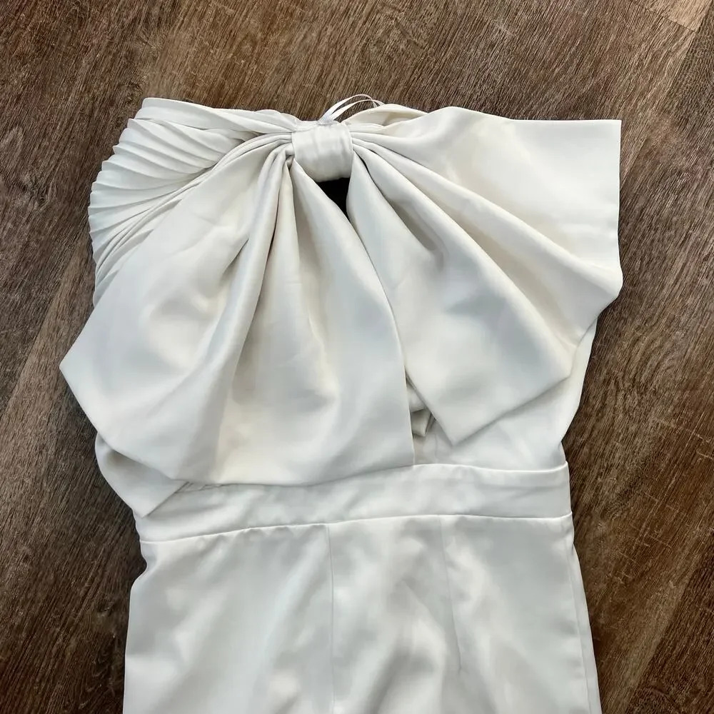 Karlie Bridal Shower White One Shoulder Bodycon Bow Shoulder Dress
